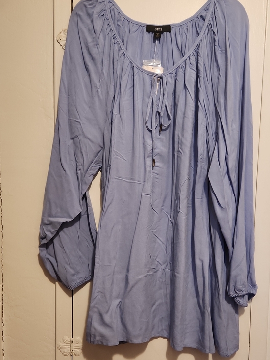 ellos Tops - 🔥ellos Light Blue Peasant Tie-Neck Blouse